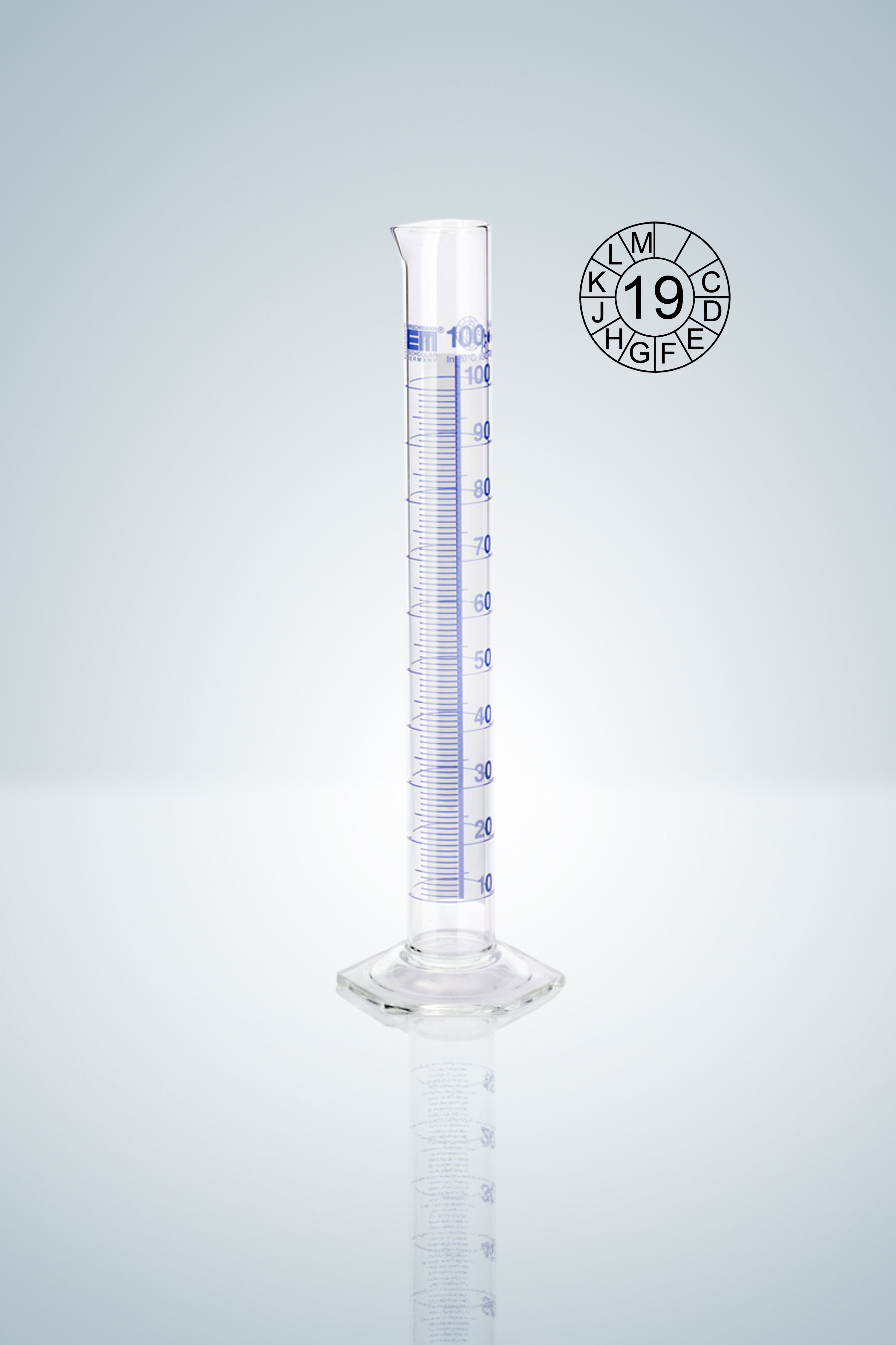 Probeta graduada, Cl. A, grad. en azul DURAN®, 100:1 ml, altura 260 mm