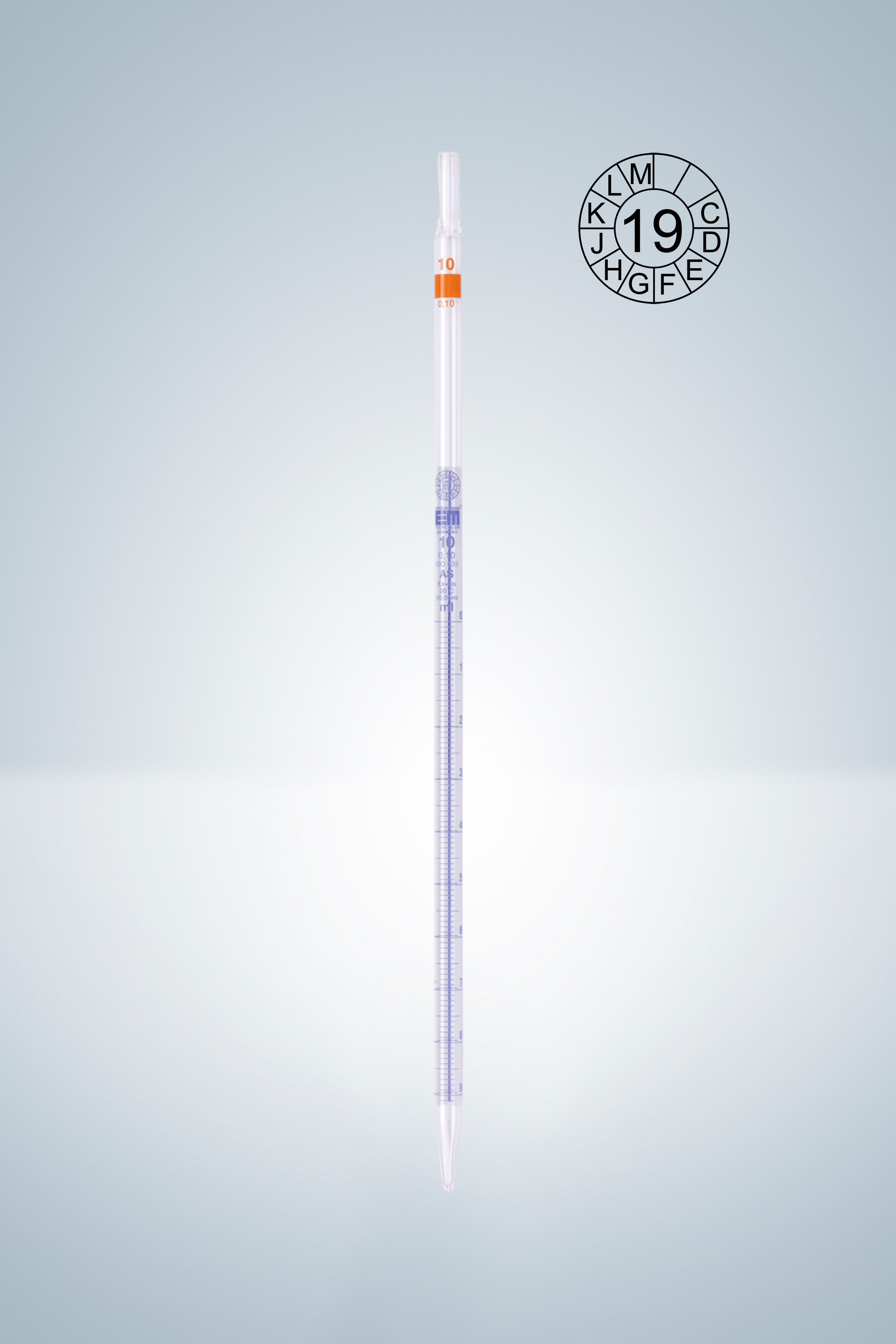 Pipeta graduada, AS, graduación en azul 10:0,1 ml