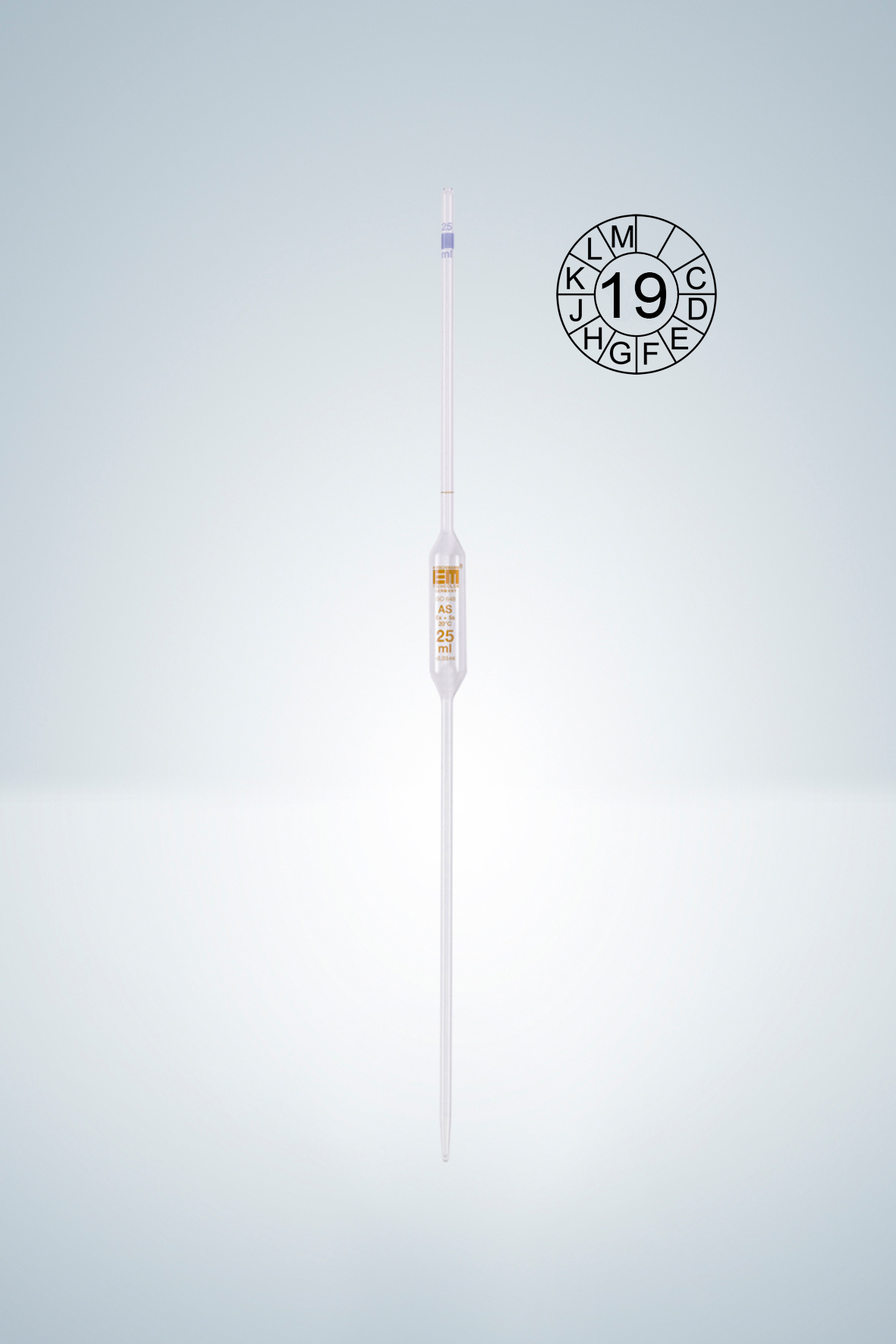 Pipeta volumétrica, AS, graduación ámbar 25:0,03 ml